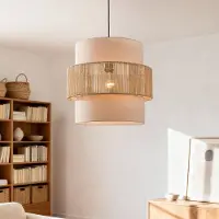 LumenXL Boho hanglamp Nyra met papieren koord en stoffen kap
