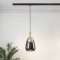 LumenXL 1-fase rail hanglamp Noi goud met smoke glas en spiegeleffect - druppel