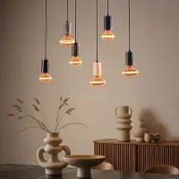 LumenXL Hanglamp Caverna 6-lichts met dimbare E27 lampen en marmeren details
