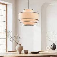 LumenXL Hanglamp beige met stoffen kap - Zenza