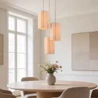 LumenXL Hanglamp Orva met 3 lichtpunten in beige linnen