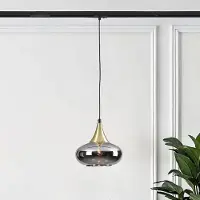 LumenXL 1-fase rail hanglamp Nill goud met smoke glas en spiegeleffect - breed glas