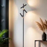 LumenXL Vloerlamp Zhan in zwart met drie draaibare spots en touchdimmer