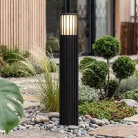 LumenXL Staande buitenlamp Renzo - zwart met glazen kap en verticale spijlen