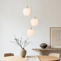 LumenXL Moderne hanglamp Stockton - beige met melkwit glas, 3-lichts