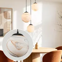 LumenXL Design hanglamp Marbelle zwart met marmerlook glas 3-lichts