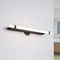LumenXL Verschuifbare badkamerspiegellamp zwart met geïntegreerde LEDs - Optix