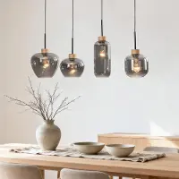 LumenXL Moderne hanglamp Astra met smoke glas en touw accenten - 4-lichts
