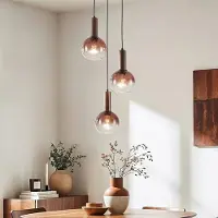 LumenXL Hanglamp Dijon in bruin met drie glazen bollen met ombre-effect