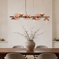 LumenXL Design hanglamp Ennea 9-lichts met bruin ombre-glas