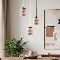 LumenXL 3-lichts cilinder hanglamp Alva van travertin (natuursteen)