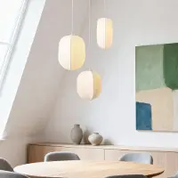 LumenXL Witte hanglamp Asago 3-lichts met zijden kappen – KD design