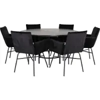 Ebuy24 Copenhagen eethoek eetkamertafel bruin en 6 Pippi eetkamerstal velours zwart.