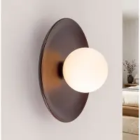 LumenXL Wandlamp Ruva van donkerhout en melkwit glas