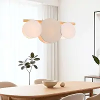 LumenXL 3-lichts moderne hanglamp Zenna – natuurlijk linnen met hout en witte accenten
