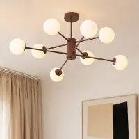 LumenXL Design plafondlamp Idaho - bruin met melkwit glas, 8-lichts