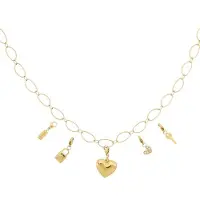 Yehwang Goudlief Grote hart DIY ketting - Roestvrij staal - Verkleurt niet