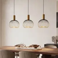 LumenXL Moderne hanglamp Nobles zwart met goud metaal, 3-lichts