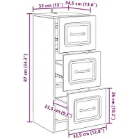 vidaXL Ladekast Betongrijs 33 x 34,5 x 87 cm Bewerkt hout