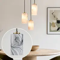 LumenXL 3-lichts hanglamp Vetra met marmerlook glazen kappen – messing goud en zwart