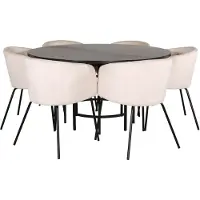 Ebuy24 Copenhagen eethoek eetkamertafel bruin en 6 Berit eetkamerstal velours beige.