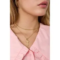 Yehwang Ketting met belegde kruis hanger en charms