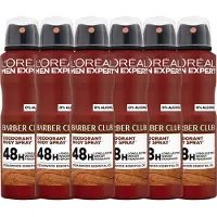 L'Oréal Paris Men Expert Barberclub Deodorant Spray - 48U anti-geur bescherming - Houtachtige Geur -Alcoholvrij - 150ml x6