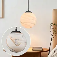 LumenXL 1-lichts hanglamp Marbelle zwart met marmerlook glas
