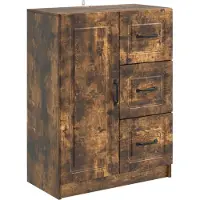 vidaXL Dressoir met lade Gerookt eiken 66 x 34,5 x 87 cm Bewerkt hout