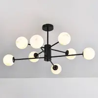 LumenXL Design plafondlamp mat zwart met marmerlook bollen, 8-lichts - Idaho