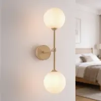 LumenXL 2-lichts wandlamp Runda - beige met melkwit glas
