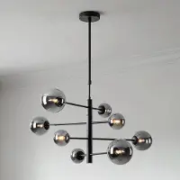 LumenXL Plafondlamp Oito zwart met smoke glas, 8-lichts
