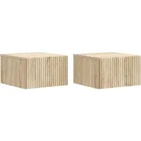vidaXL Muurbevestigde Nachttafel 2 st Sonoma Eiken 33 x 34,5 x 20 cm