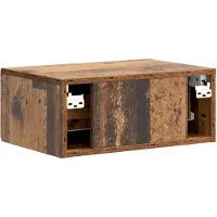 vidaXL Muurbevestigde Nachttafel met lade Oud hout 49 x 34,5 x 20 cm