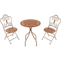 Axi Marilou 3-delige Bistroset Romantisch Terracotta | Bistro Set met tafel & 2 stoelen | Balkonset van metaal