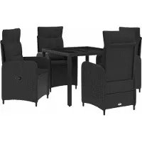 vidaXL Buiten Eettafel Set 5 st Zwart poly rattan