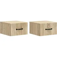 vidaXL Muurbevestigde Nachttafel 2 st Sonoma Eiken 34,5 x 33 x 20 cm