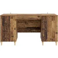 vidaXL Bureau met plank Oud hout 142,5 x 50 x 75 cm Bewerkt hout