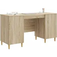 vidaXL Bureau met plank Sonoma Eiken 142,5 x 50 x 75 cm Bewerkt hout