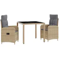 vidaXL Buiten Eettafel Set 3 pcs Beige en Lichtgrijs 90 x 90 x 75 cm