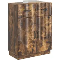 vidaXL Dressoir met lade Gerookt eiken 66 x 34,5 x 87 cm Bewerkt hout