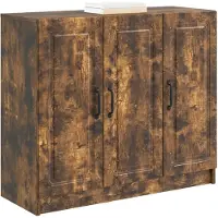 vidaXL Dressoir Gerookt eiken 89 x 34,5 x 77 cm Bewerkt hout