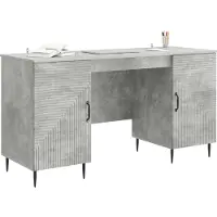 vidaXL Bureau met plank Betongrijs 142,5 x 50 x 75 cm Bewerkt hout