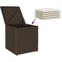 vidaXL - Tuinkrukken - met - kussens - 2 - st - 40x40x43 - cm - poly - rattan - bruin