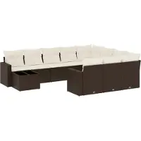 vidaXL 11-delige Loungeset met kussens poly rattan bruin