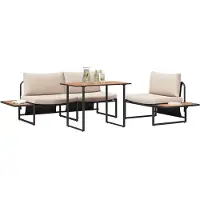 vidaXL Tuin Eettafel Set 3 st Taupe Staal