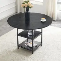 STILVORA Eettafel voor rundvlees, 107 cm hoog, met dubbele opbergruimte. Keukentafel van MDF met metalen frame, geschikt voor 2-4 personen. Eettafel in Europese stijl, ideaal voor de eetkamer