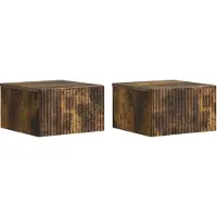 vidaXL Muurbevestigde Nachttafel 2 st Gerookt eiken 33 x 34,5 x 20 cm