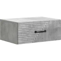 vidaXL Muurbevestigde Nachttafel met lade Betongrijs 49 x 34,5 x 20 cm