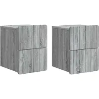 vidaXL Muurbevestigde Nachttafel 2 st Grijs sonoma 33 x 34,5 x 43 cm